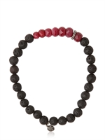 OCNARF SAIRUTSA - BRACCIALE CON RUBINI, DIAMANTI E PERLE DI LAVA - BLACK/RUBY