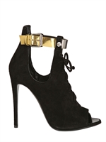 GIUSEPPE ZANOTTI - 125MM ANJA RUBIK SUEDE OPEN TOE BOOTS - BLACK