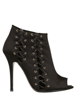 GIUSEPPE ZANOTTI - ANJA RUBIK CALFSKIN OPEN TOE BOOTS - BLACK