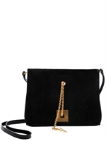 GIUSEPPE ZANOTTI - ANJA RUBIK JEWEL SUEDE SHOULDER BAG - BLACK
