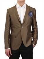 TONELLO - GIACCA DUE BOTTONI IN SETA SHANTUNG - VERDE OLIVA