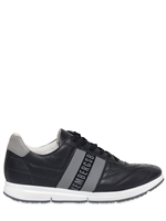 BIKKEMBERGS - SNEAKERS IN PELLE CON LOGO LATERALE - BLU SCURO/GRIGI