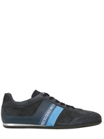 BIKKEMBERGS - SNEAKERS IN CAMOSCIO CON LOGO LATERALE - BLU SCURO