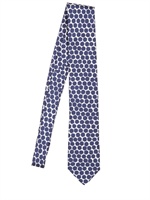 JIL SANDER - HEXAGON PRINTED SILK TIE - NAVY/WHITE