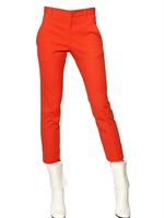 JIL SANDER - STRETCH COTTON PIQUET BLEND TROUSERS - RED