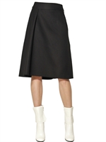 JIL SANDER - GONNA IN COTONE PIQUET STRETCH - NERO