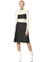 JIL SANDER - TWO TONE SILK KNIT SWEATER - IVORY/BLACK