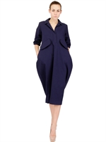 JIL SANDER - STRETCH COTTON PIQUET DRESS - BLUE