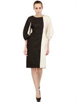 JIL SANDER - TWO TONE LUXURY SILK PANAMA DRESS - BLACK/WHITE