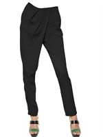 KENZO - PANTALONI IN CREPE DI VISCOSA E RASO - NERO