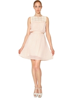 BLUGIRL - KLEID AUS SPITZENMAKRAMEE UND TECHNOCHIFFON - PINK/WEISS