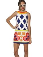 MOSCHINO - SEQUIN APPLIQUÉ STRETCH COTTON DRESS - MULTI