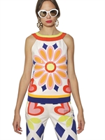 MOSCHINO - SEQUIN APPLIQUÉ STRETCH COTTON TOP - MULTI