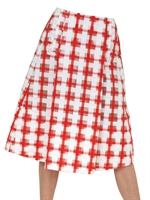 MARNI - GONNA IN ORGANZA DI COTONE LAVORAZIONE JACQUARD - BIANCO/ROSSO