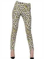 MUGLER - WAXED LEOPARD PRINT STRETCH COTTON JEANS - LEOPARD