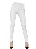 MUGLER - STRETCH NAPPA LEATHER TROUSERS - WHITE