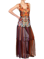 MARCOBOLOGNA - PRINTED SILK CHIFFON LONG DRESS - MULTI