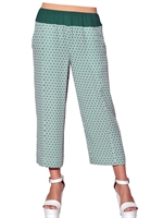 ANTONIO MARRAS - JACQUARD VISCOSE CADY CROPPED TROUSERS - WHITE/GREEN