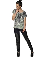 FAITH CONNEXION - LAMINATED PRINTED COTTON JERSEY T-SHIRT - MULTI