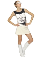 COURRÈGES - BEDRUCKTES TANK TOP AUS BAUMWOLLJERSEY - WEIß/SCHWARZ
