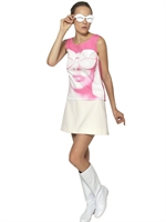 COURRÈGES - BEDRUCKTES TANK TOP AUS BAUMWOLLJERSEY - WEISS/PINK
