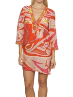 EMILIO PUCCI - BEDRUCKTES SEIDENSATIN-VOILE-KLEID - MULTI