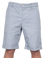 ALEXANDER MCQUEEN - STRETCH MICRO DESIGN COTTON SHORTS - LIGHT BLUE