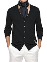 ALEXANDER MCQUEEN - SKULL APPLIQUÉ CASHMERE CARDIGAN - BLACK/SAGE