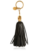 ALEXANDER MCQUEEN - LEDER TASSLE SCHLÜSSELANHÄNGER MIT TOTENKOPF - SCHWARZ