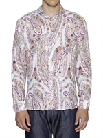 ETRO - GEWASCHENES BLUMEN & PAISLEY DESIGN LEINEN HEMD - MULTI