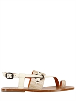 ETRO - LEATHER & PAISLEY PRINT SANDALS - IVORY