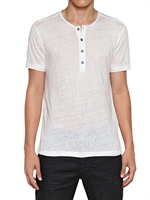 JOHN VARVATOS - T-SHIRT AUS LEINENJERSEY - WEIß