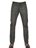 JOHN VARVATOS - JEANS IN TELA DI COTONE E LINO 19CM - GRIGIO/VERDE