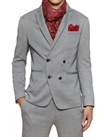 JOHN VARVATOS - GIACCA DOPPIOPETTO IN FELPA DI COTONE GESSATO - GRIGIO