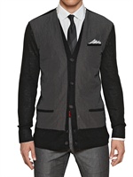 JOHN VARVATOS - CARDIGAN IN MAGLIA DI LINO - NERO