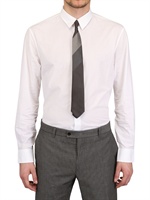 JOHN VARVATOS - TONE ON TONE STRIPED COTTON SHIRT - WHITE
