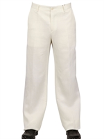 JOHN VARVATOS - 27CM SILK LINEN CANVAS WIDE LEG TROUSERS - WHITE