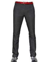 JOHN VARVATOS - 23CM LINEN COTTON JACQUARD TROUSERS - BLACK