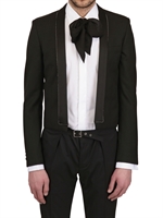 SAINT LAURENT - WOLL KAMMGARN JACKE MIT METALL BIESE - SCHWARZ