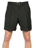 SAINT LAURENT - WOOL CLOTH BELTED SHORTS - BLACK
