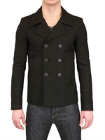 SAINT LAURENT - PEACOAT IN TECHNO COTONE RESISTENTE ALL'ACQUA - NERO