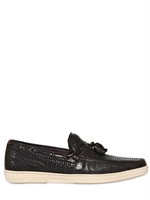 SALVATORE FERRAGAMO - WOVEN LEATHER LOAFERS - BROWN