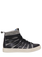 SERAFINI ADVANCED - SNEAKERS IN PELLE E TELA DI COTONE - NERO/GRIGIO