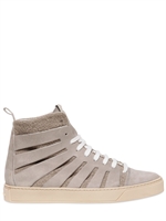 SERAFINI ADVANCED - SNEAKERS IN PELLE E TELA DI COTONE - GRIGIO/BEIGE