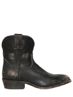 FRYE - 30MM WASHED LEATHER MEXICAN LOW BOOTS - BLACK