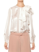 .NORMALUISA - SILK SATIN & VOILÈ SHIRT - WHITE