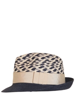 KREISMAN - GEWEBTER STROHHUT MIT TECHNOSTOFF UND RIPSBAND - NAVY/BEIGE