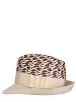 KREISMAN - TECHNO & GROSGRAIN WOVEN  STRAW HAT - BEIGE/BROWN