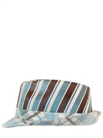 KREISMAN - BEDRUCKTER, GESTREIFTER HUT AUS TECHNOBAUMWOLLE - LIGHTBLUE/BROWN