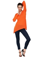 FLORA FEDI - SMOOTH TECHNO KNIT V-NECK SWEATER - ORANGE